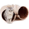thumbnail image 1 of 2 Hole Cat Tunnel Soft Foldable Cat Toy with Hanging Ball Beige, 1 of 4