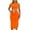 Orange Womens Summer Dress, variant on USSUMA Dress for Women Wedding Guest, Womens Sexy 2 Piece Midi Dress Outfits Sleeveless Stretch Waist Tank Crop Top Bodycon Skirts Set