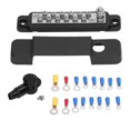 thumbnail image 1 of Power Distribution Terminal Block, Bus Bar, 12 Position Studs, with Cover, for Caravan, Yacht, 48V DC, 150A, Black, 1 of 2
