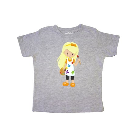 

Inktastic Cute Girl Blonde Hair Painter Paint Artist Gift Toddler Toddler Girl T-Shirt