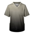 thumbnail image 3 of Domuza Scrub Top Men Gradient Tie-Dye Short Sleeve V Neck Work Uniform Big and Tall Comfy Soft Medical Scrub Tops with 3 Pockets Gray 5XL, 3 of 4