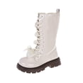 thumbnail image 1 of NOKIO Bottes de Combat pour Filles à Lacets Imperméables en Cuir PU avec Fermeture Éclair Latérale Mode Décontractée Hiver Chaudes Plein Air Randonnée Marche Chaussures Antidérapantes, 1 of 7