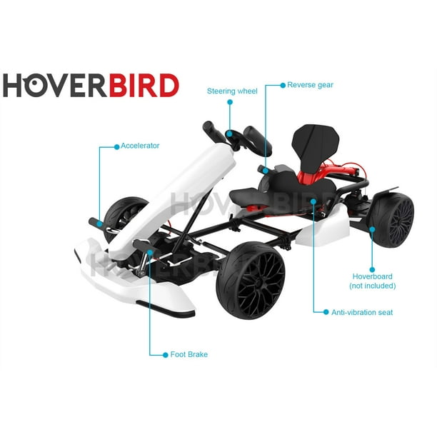 HOVERBIRD Hoverboard Attachment GoKart Hoverkart Kit for All Compatible Hoverboards White Walmart