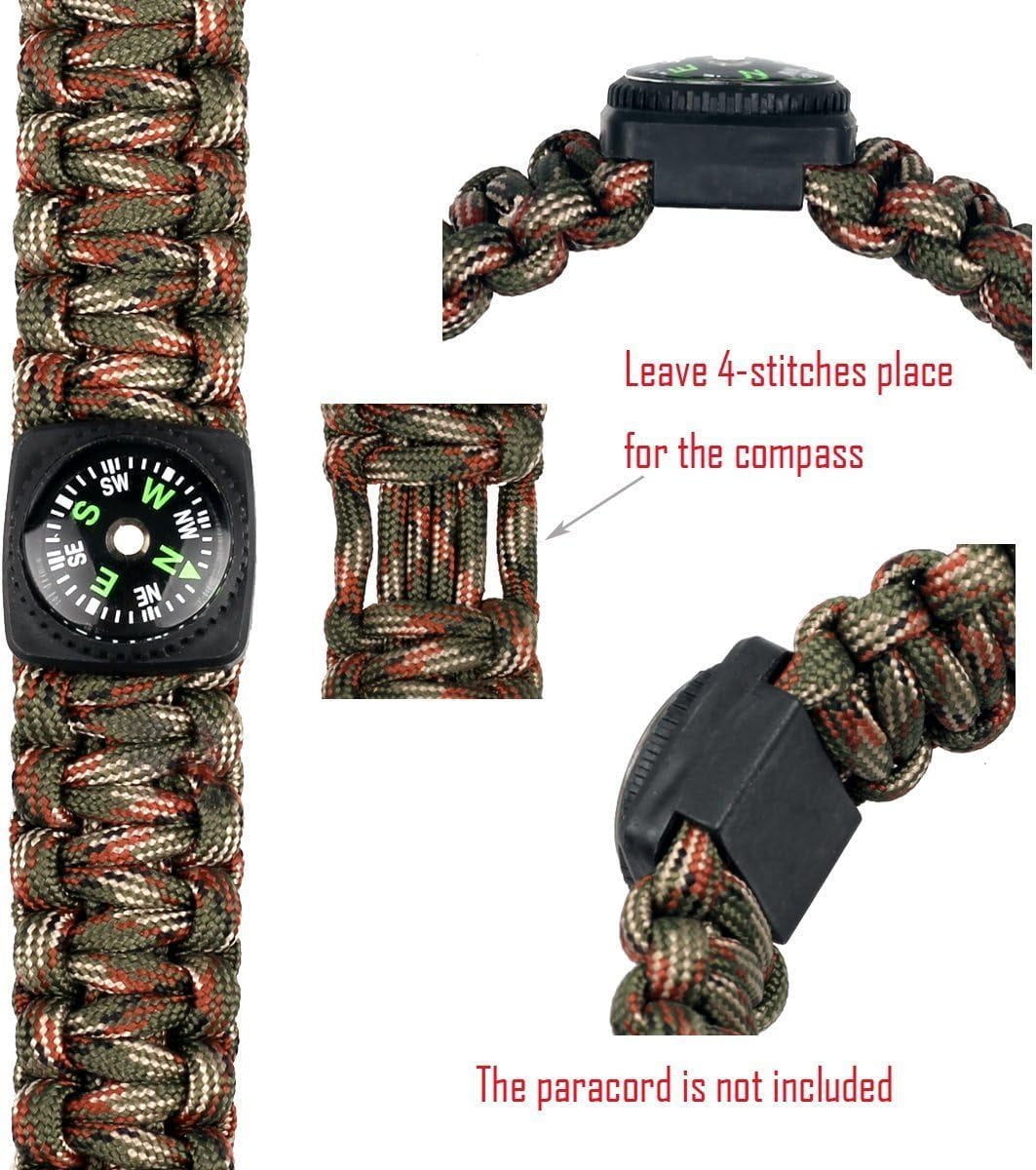 Hard Shell Liquid Filled Button Compass Set for Survival Watch Band Paracord Bracelet Pack
