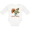 thumbnail image 3 of Inktastic Clever Turkey Thanksgiving Dinosaur Boys or Girls Long Sleeve Baby Bodysuit, 3 of 5