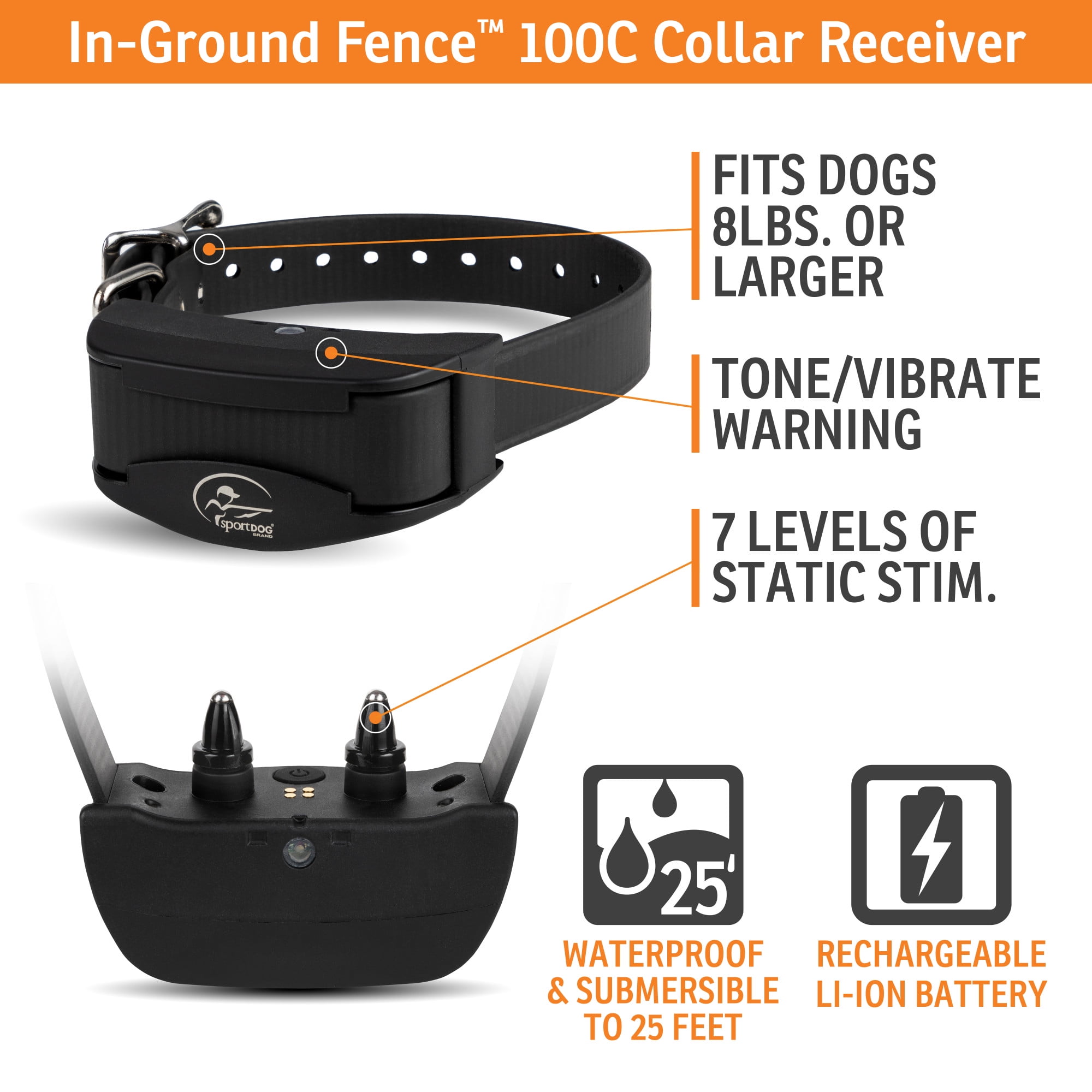 SportDOG Brand Rechargeable In-Ground Fence - Underground Wire Electric Dog Fence - Tone, Vibration, & Static - 100 Acre Capability