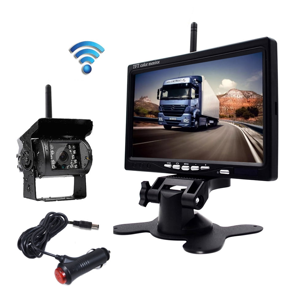 7/" TFT LCD HD Car Monitor 2 x Reverse Backup Rear View Camera For RV Truck Bus