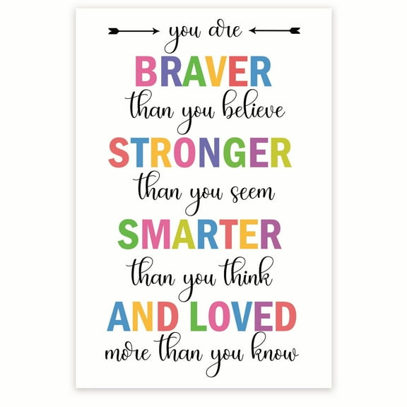 Bliss Monkey Co. You Are Braver Than You Believe Poster - Positive Inspiring Affirmations Wall Art Motivational - 12 x 18 Inch Poster - Unframed - Premium 100lb Gloss - Made In USA - BMCP0153