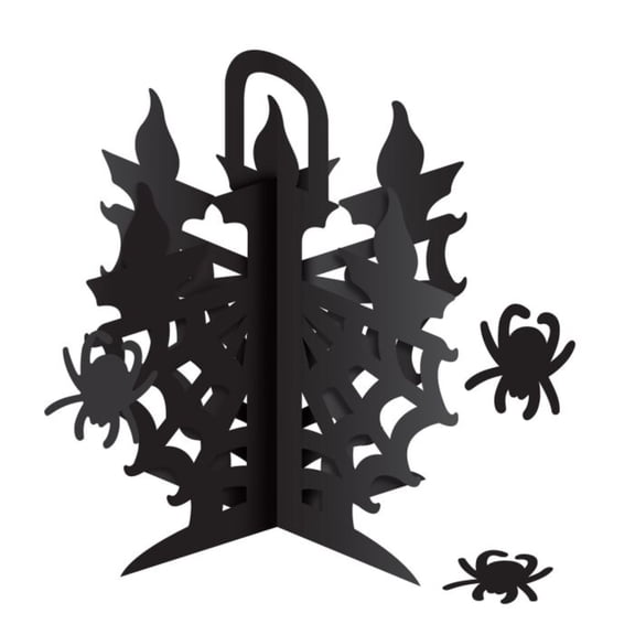 Club Pack of 12 Black 3-D Spiderweb Candelabra Halloween Centerpiece 11.5"