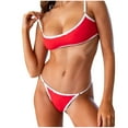 thumbnail image 1 of HKEJIAOI Low Waist Thong Adjustable Straps Bathing Suits Colorblocked Swimwear Red L, 1 of 9