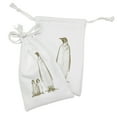 thumbnail image 2 of Sea Animals Fabric Pouch Set of 2, Engraving Antique Illustration King Penguin and Penguins Nestling Nature, Small Drawstring Bag for Toiletries Masks and Favors, 9" x 6", Olive Green, by Ambesonne, 2 of 2