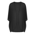 thumbnail image 4 of thefmos Women Summer Short Sleeve Flowy Cover Up Solid Boho Beach Vacation Cardigan Pullover Tops Casual Loose Cover Ups, Black S, 4 of 8