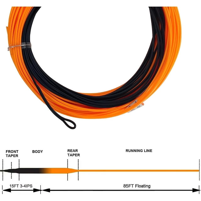 100FT Sinking Tip Fly Fishing Line Fast Sinking Line With Welded Loop IPS 5-6 Orange And Black WF9F IPS5T6