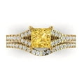 thumbnail image 2 of Clara Pucci 18K Yellow Gold 3.4 Natural Citrine Engraveable Engagement Ring + Wedding Band Set, 2 of 7