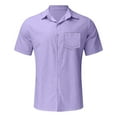 thumbnail image 2 of NECHOLOGY Mens T-Shirts Mens Button Down Short Sleeve Shirt Male Casual Solid Shirt Short Sleeve Turn Down Collar Shirt Button Formal Shirt With Pocket Purple L, 2 of 4