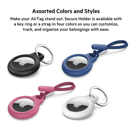 Belkin Apple AirTag Secure Holder with Key Ring - Durable Scratch Resistant Case With Open Face & Raised Edges - Protective AirTag Keychain Accessory For Keys, Pets, Luggage, Backpacks - White