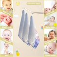 thumbnail image 3 of Pastel Pink Purple Flowers Baby Muslin Washcloths Soft Absorbent Face Towel, Spring Floral Butterflies Burp Cloths Cotton Bath Wipes 5 PCS Infant Wash Cloth for Newborn Boys Girls 12"x12", 3 of 7