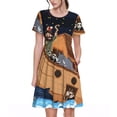 thumbnail image 1 of Easygdp Ocean Scene with Noah's Ark para Vestido Transpirable de Mujer, Vestido Suelto de Manga Corta con Pliegues y Bolsillos para el Verano, 1 of 6