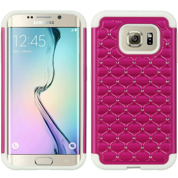 SAMSUNG S6 EDGE HYBRID STUDDED DIAMOND CASE WHITE SKIN+-SCASAMS6EG-STDCKWTHP