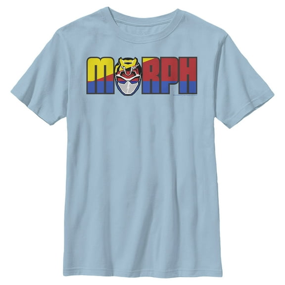 Boy's Power Rangers Morph Color Text Graphic Tee Light Blue X Small