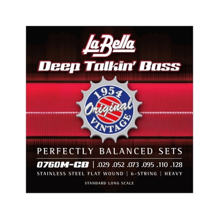 La Bella 0760M-CB Deep Talkin' 1954 Original Vintage Stainless Steel Flat Wound, Bass Guitar String 29-128