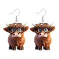thumbnail image 1 of Highland Cow Earrings for Women, Unique Glasses Flower Cow Head Dangle Acrylic Earrings Statement Sunflower Bow Highland, 1 of 5