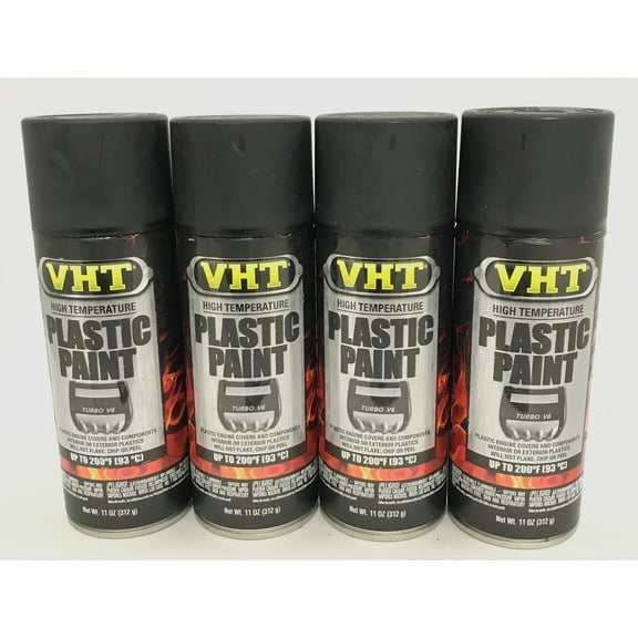 VHT SP820-4 PACK MATTE BLACK High Temperature Plastic Paint - 11 oz Aerosol