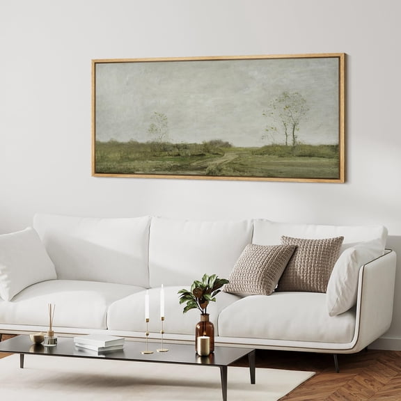 IDEA4WALL Extra Large Framed Canvas Print Wall Art Soft Pastoral Landscape Wall Art with Trees Modern Art Nature Wilderness Vintage Wall Decor Oversized Artwork Relax/Calm for Living Room - 60"x30"