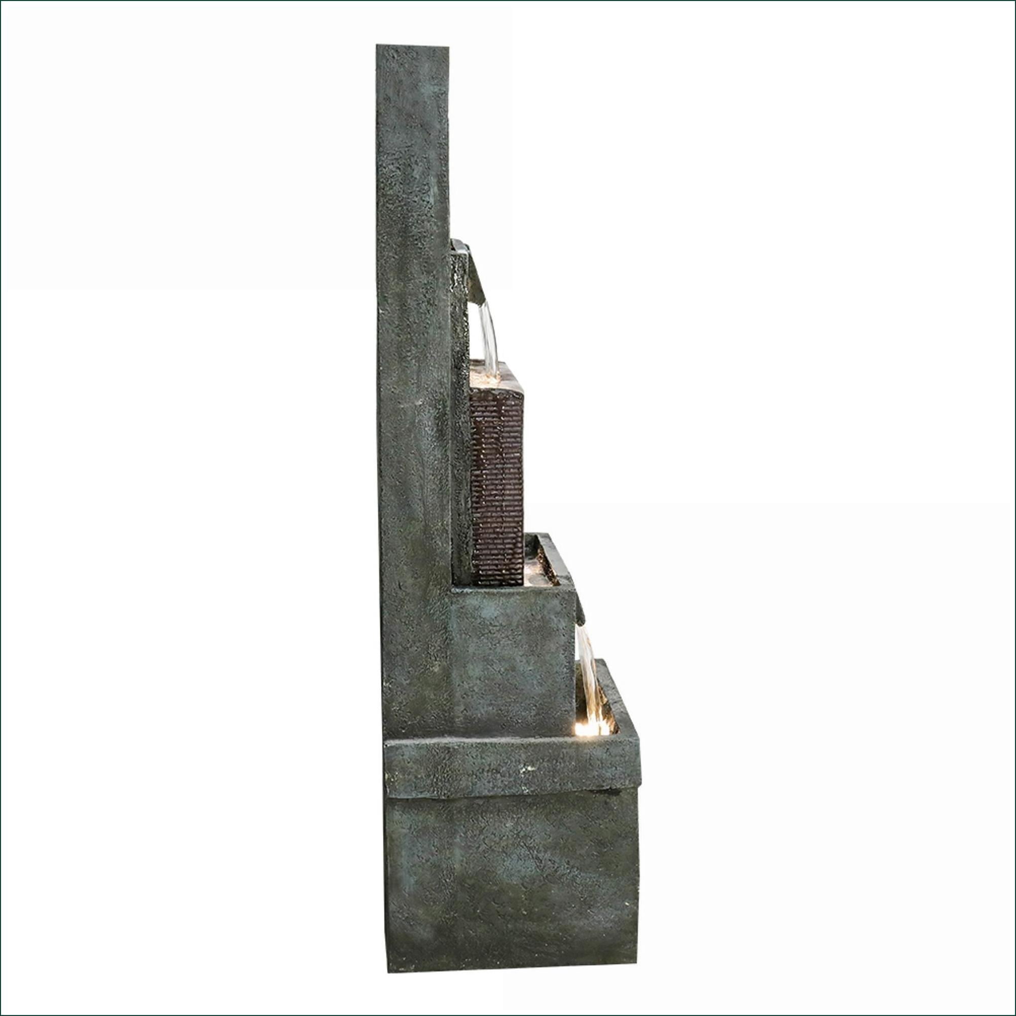 Fountains 39.3"H Outdoor Fountain for Garden Patio Backyard Porch, With LED Lights & Adjustable Pump | Resin | Waterfall