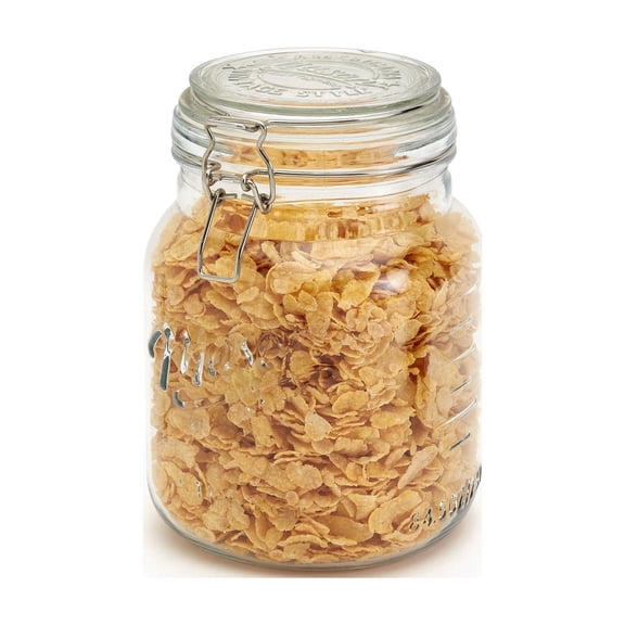 Mason Craft & More Airtight Large Glass Clamp Jar with Lid, Clear Mason Jar Storage Canister, 2.5 Liter (84.5oz)