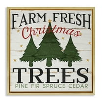 Stupell Industries Farm Fresh Christmas Trees Holiday Painting Gold Floater Framed Canvas Art Print Wall Art, 25 x 25