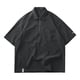 thumbnail image 5 of Blusa y camisa de manga corta con cuello vuelto para hombre, de color liso, holgada, informal, con bolsillo y cremallera, de poliéster., 5 of 5