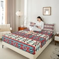 thumbnail image 4 of jejeloiu Boho Bohemain Full Size Sheets,Vintage Aztec Geometric Bed Sheets,Red Beige Geometric Sheet Sets,Breathable Room Decorative,4-Piece, 4 of 7