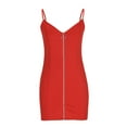 thumbnail image 7 of Wycnly Dresses for Women Party Club Sexy Wrap Bodycon Zipper Strap Mini Dresses V-Neck Sleeveless Solid Summer Short Formal Dress Red m, 7 of 7