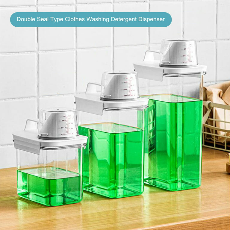 Warkul 1100/1800/2300 ML Laundry Powder Box,with Measuring Cup Double Seal  Type Clothes Washing Detergent Dispenser
