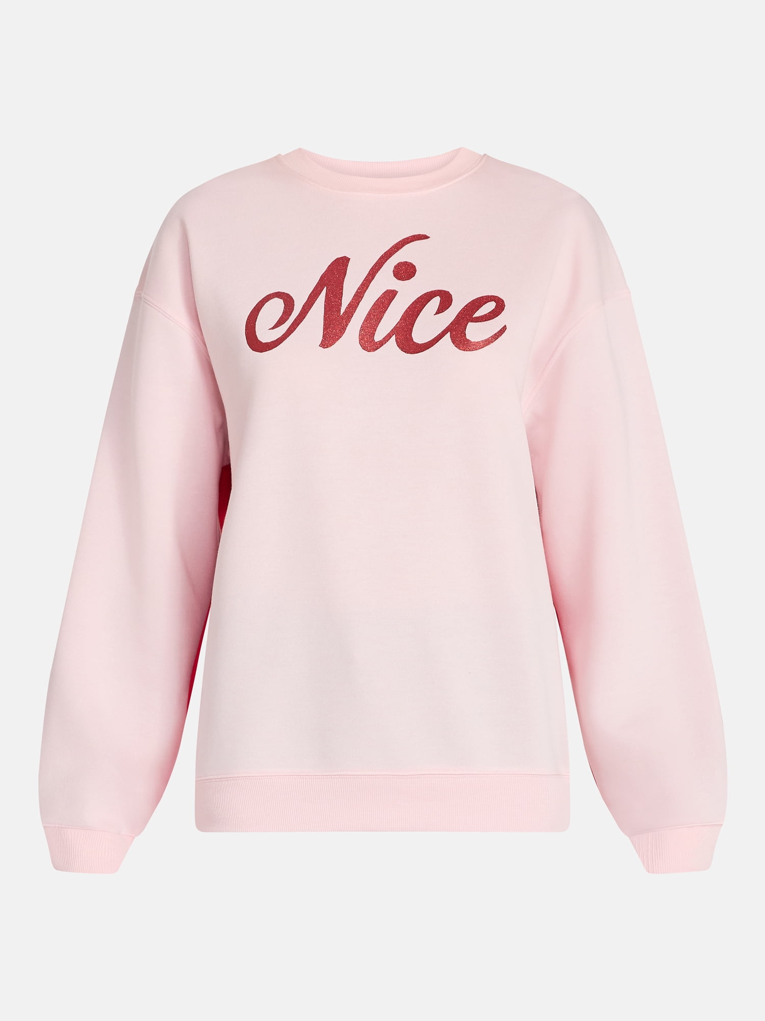 Christmas Women's Naughty and Nice Graphic Fleece Sweatshirt, Sizes XXS-XXL