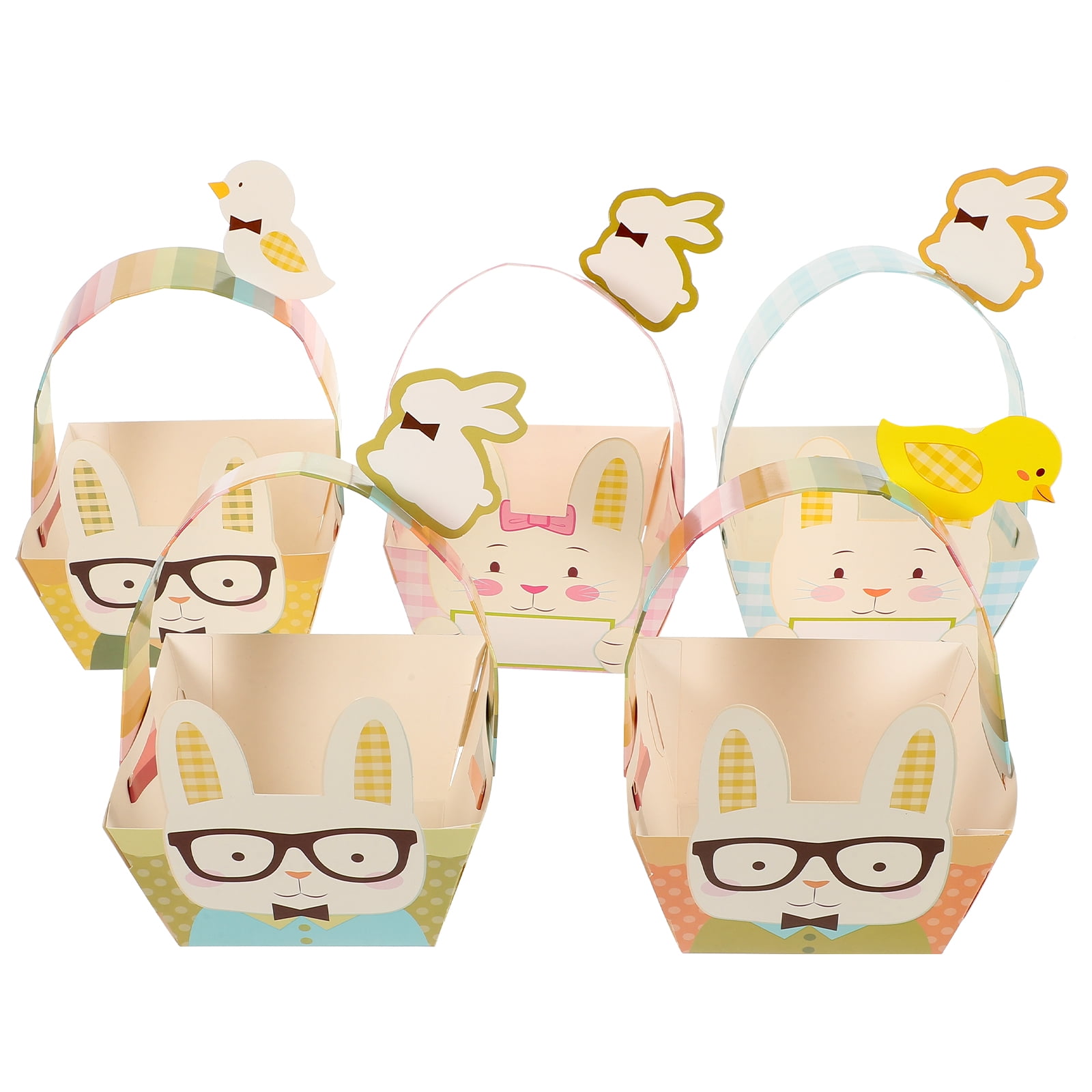 15 Pcs Handheld Paper Basket Easter Wicker Storage Cake Decorations