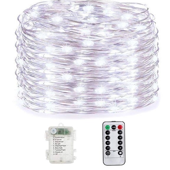 Syenll 33 ft 100 LED Fairy Lights with Remote Timer, Twinkle String Lights for Bedroom, Party, Christmas Decor, Cool White