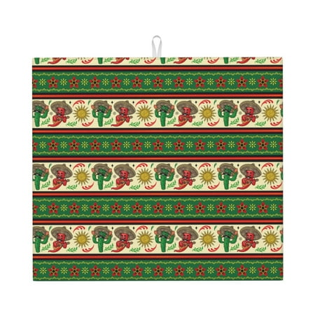 

Pofeuu Vintage Mexican Print Ultra Water Absorbent Microfiber Dish Drying Mat Drying Mat for Kitchen Kitchen Counter Accessories