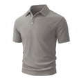thumbnail image 7 of VgaVtl Cotton Men's Polo Shirts Summer Short Sleeve Mens Shirts Casual Gray Workout Plain Button with Pocket Shirts, 7 of 7