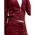 thumbnail image 5 of J. METHOD Women’s Tracksuit Set Casual 2 Piece Outfit Slim Fit Velour Velvet Zip Up Hoodie Jacket Top and Sweatpants Sweatsuit NEWTS03 Burgundy 3X, 5 of 6