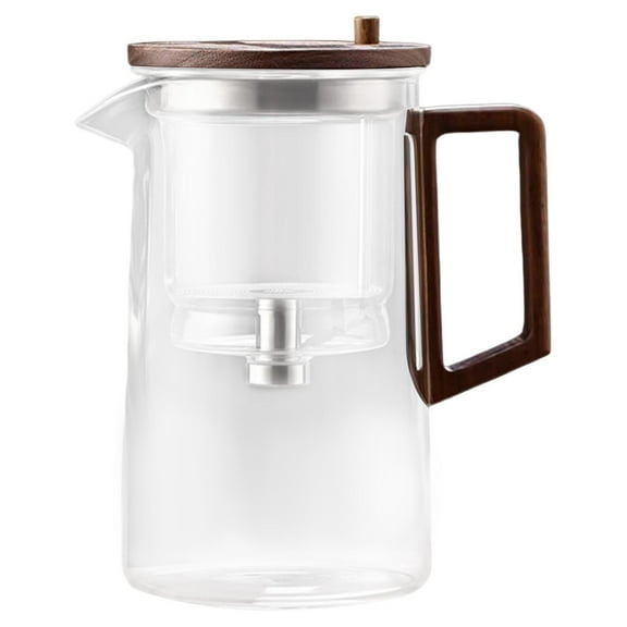 Té de vidrio para gotas elegantes infusor de té de té removible infusor suelto del día del día del padre para acampar el mango del nuez del hervidor 750 ml