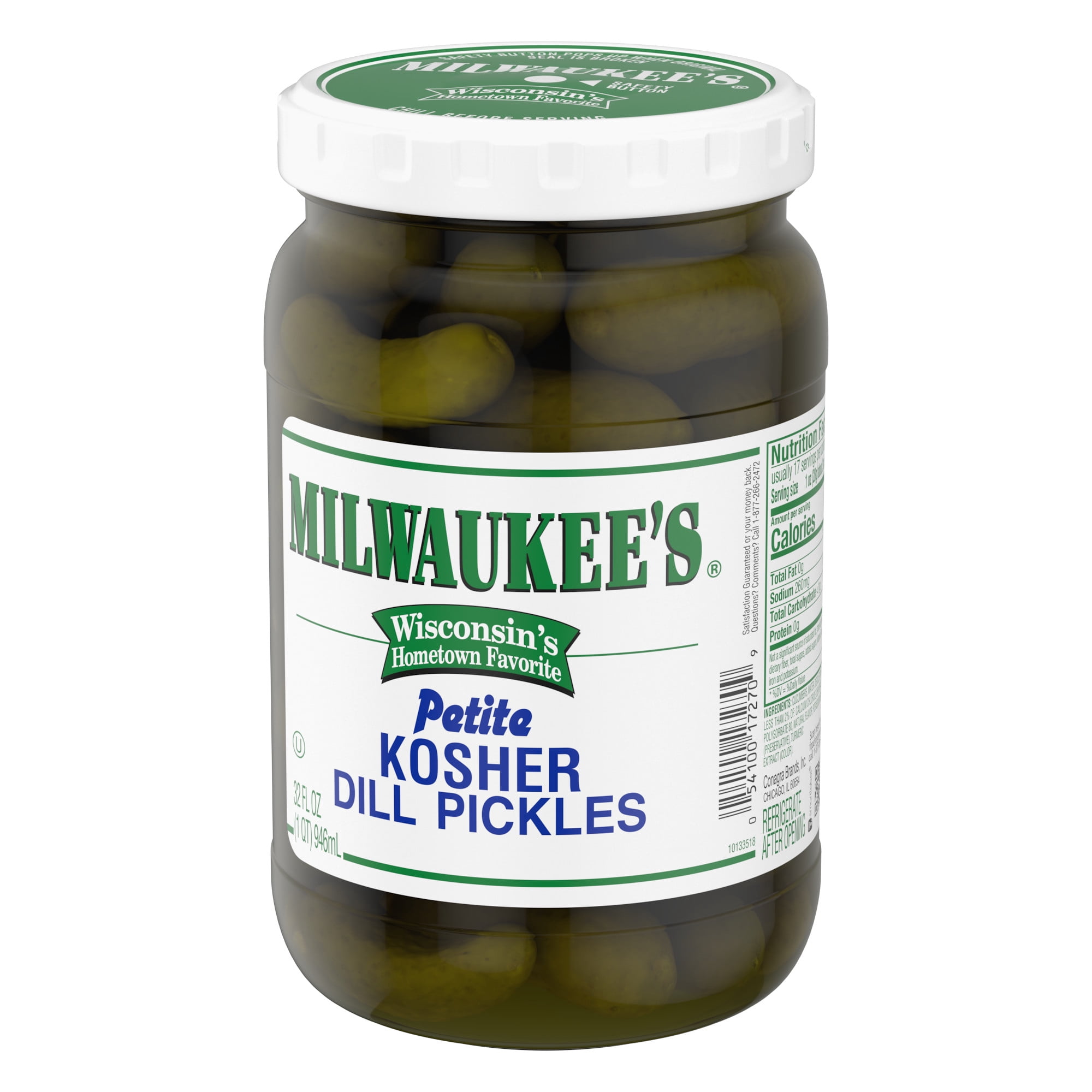(3 pack) Milwaukee's Petite Kosher Dill Pickles, 32 fl oz Jar