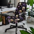 thumbnail image 2 of Renewold Skull Pumpkin Rose Violet Desk Chair Cover Stretch Office Chair Slipcover Dustproof Desk Computer Chair Cover High Back Chair Protective Cover Easy to Install Halloween Decor, L, 2 of 7