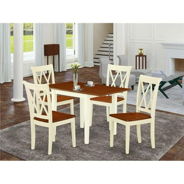 5 Piece Norden Modern Dining Table Set - Cherry & Buttermilk