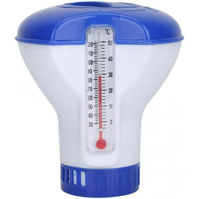 YSTIANN Distributeur de Chlore Flottant avec Thermomètre - Flotteur Chimique Réglable pour Piscines et Spas, Support de Comprimés de Chlore pour Usage Intérieur/extérieur AZ78-4432