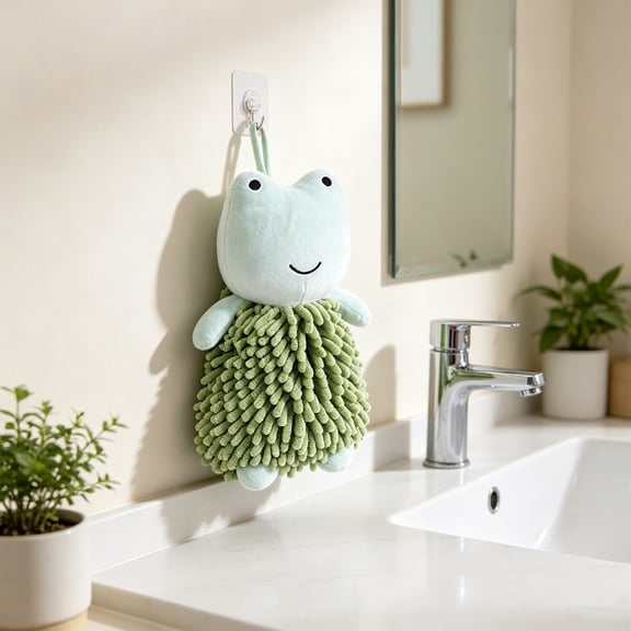 Wild Animals Chenille Hanging Towel,Ultra Soft Absorbent Fast-Drying Fuzzy Hand Towel,Machine Washable,Cute Fuzzy for Bathroom,Kitchen,Home Decor