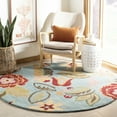 thumbnail image 2 of SAFAVIEH Blossom Mia Floral Flowers Wool Area Rug, Blue/Multi, 6' x 6' Square, 2 of 10