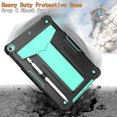 thumbnail image 3 of Allytech Case for iPad 9[10.2" 2021 Release], iPad 10.2" 9th/8th/7th Gen Case with Pen Holder, Slim Hard PC Shockproof Rubber Kickstand Children-Friendly Case for A2602/A2603/A2604/A2605, Black+Mint, 3 of 4