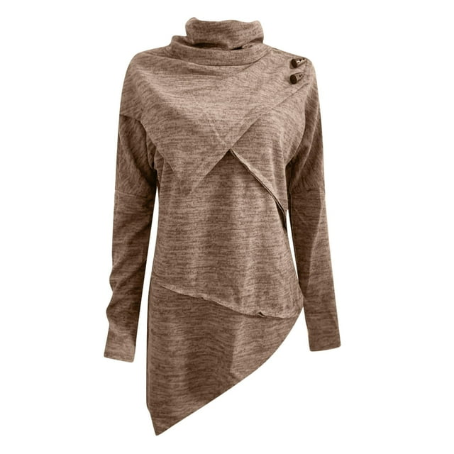 Pompotops Mode Femme Décontractée Couleur Unie Col Roulé Manches Longues Veste Boutonnée Tricot